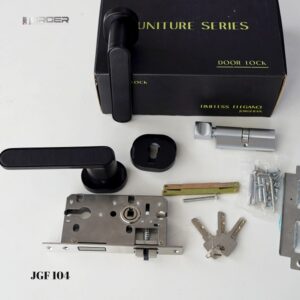 Bộ khóa cửa tay gạt Jorger JGF 104 màu đen kết hợp với da