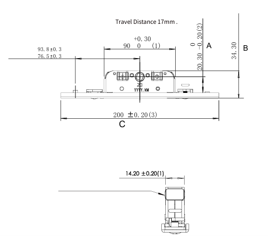 Hộp số cửa sổ Jorger JG-P30203/JG-P30202 2 Kích thước Hộp số cửa sổ Jorger